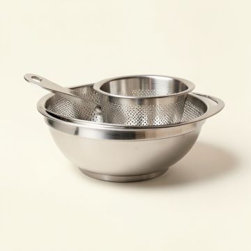 Cook Pro All Purpose 3 Piece Stainless Steel Strainer Set (synthetic illustration; no displayed measurements)