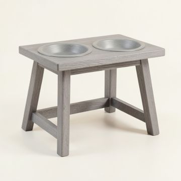 Holly Brook Pet Feeding Stand With Two Plain Empty Bowls - Gray (synthetic illustration; no displayed measurements)