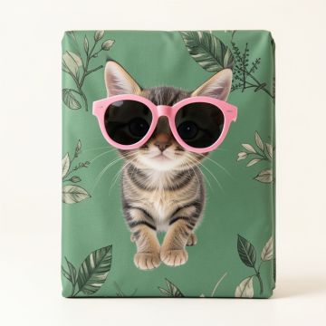 Kitten Wearing Pink Sun Glasses Cool Hipster Cat Fashion Fun Pets Sheet Set (synthetic illustration; no displayed measurements)