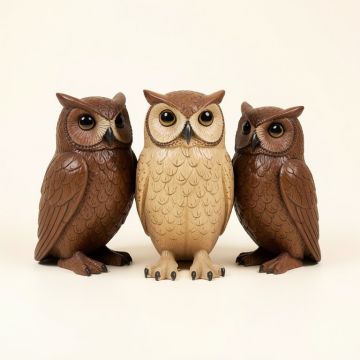 Yorkshire Solar Owl 3 Piece Statue Set (synthetic illustration; no displayed measurements)