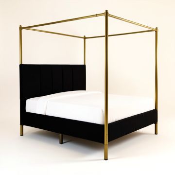 Vanalstyne Queen Upholstered Low Profile Four Poster Bed (synthetic illustration; no displayed measurements)