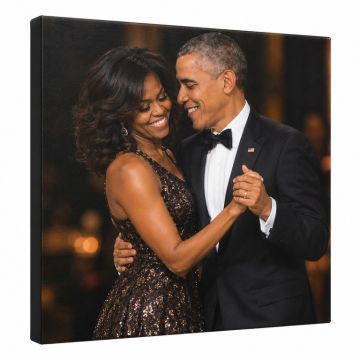 Political Barack And Michelle Dancing Photographic Print On Canvas