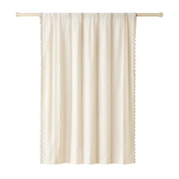 Cliff Falls Shower Curtain Hanging Flat From A Plain Rod - Ivory