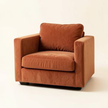 Pine Crossing Upholstered Armchair - Terracotta (synthetic illustration; no displayed measurements)