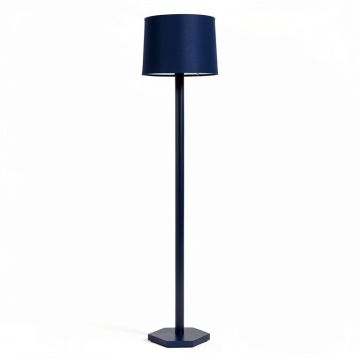 Slate Crest Floor Lamp With A Plain Fabric Shade - Navy (synthetic illustration; no displayed measurements)