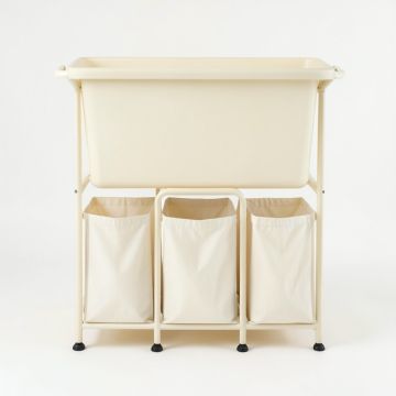Dawn Crest Laundry Sorting Station With Plain Removable Bags - Cream (synthetic illustration; no displayed measurements)