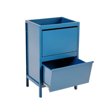 Flint Bridge Freestanding Pull-Out Hamper Cabinet - Blue