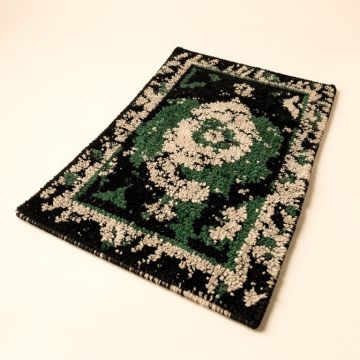 Volfango Abstract Handwoven Wool Black/Green/Beige Area Rug (synthetic illustration; no displayed measurements)