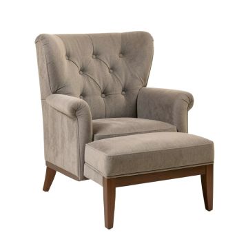 Cheviotdale 27.2 '' Wide Tufted Polyester Wingback Chair And Ottoman