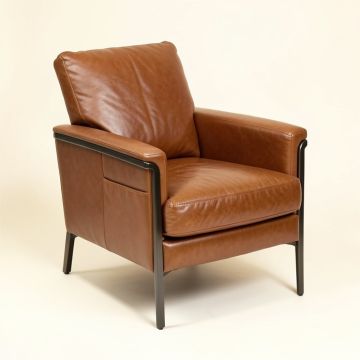 Roudebush 23.6 '' Wide Genuine Leather Armchair (synthetic illustration; no displayed measurements)
