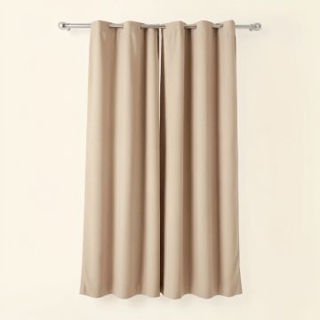 Abella Natural Beaded Solid Color Single Curtain Panel (synthetic illustration; no displayed measurements)