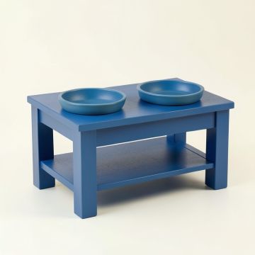 Pine Crest Pet Feeding Stand With Two Plain Empty Bowls - Blue (synthetic illustration; no displayed measurements)