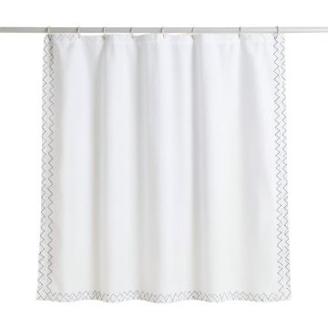 Shore Dale Shower Curtain Hanging Flat From A Plain Rod - White