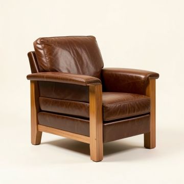 Luigi 48 '' Wide Top Grain Leather Armchair (synthetic illustration; no displayed measurements)