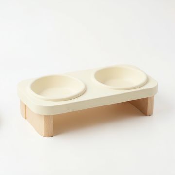 Maple Dale Pet Feeding Stand With Two Plain Empty Bowls - Cream (synthetic illustration; no displayed measurements)