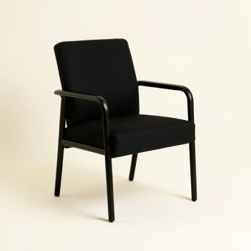 Vanaheim Fabric Metal Arm Chair In Black (synthetic illustration; no displayed measurements)