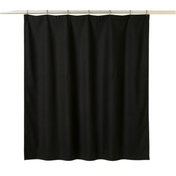 Wren Crest Shower Curtain Hanging Flat From A Plain Rod - Black