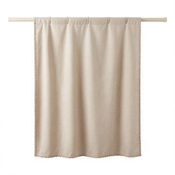 Oak Falls Shower Curtain Hanging Flat From A Plain Rod - Beige (synthetic illustration; no displayed measurements)