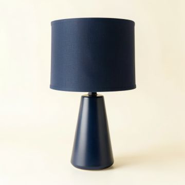Fern Bend Table Lamp With A Plain Fabric Shade - Navy (synthetic illustration; no displayed measurements)
