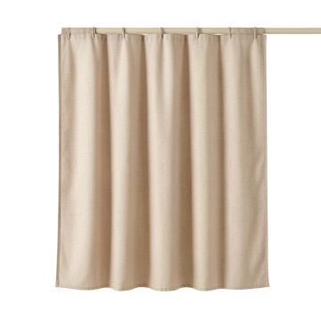 Pine Brook Shower Curtain Hanging Flat From A Plain Rod - Beige