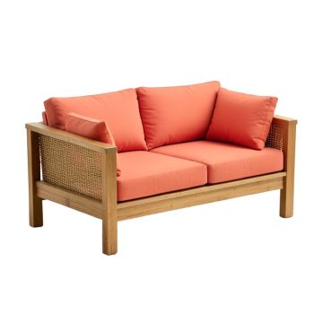 Coral Deep Seating Teak Patio Sofa With Cushions