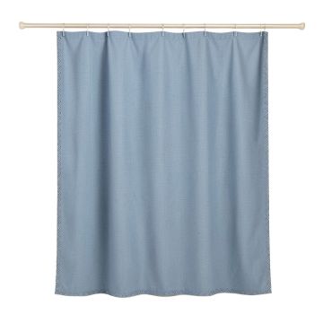 Glen Dell Shower Curtain Hanging Flat From A Plain Rod - Blue