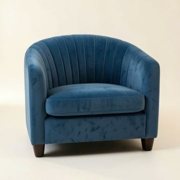 Vale Arc Upholstered Armchair - Blue (synthetic illustration; no displayed measurements)