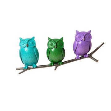 3 Metal Owls On Branch Wall Decor