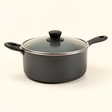 Ayesha Curry Covered Saucepot 4.5 Qt . Hard Anodized Aluminum Sauce Pan With Lid (synthetic illustration; no displayed measurements)