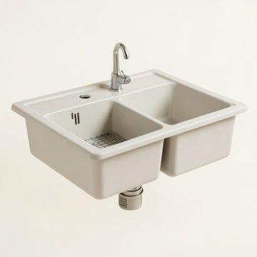 33 '' L X 21 '' W Double Basin Farmhouse/Apron Kitchen Sink With Sink Grid And Drain Assemblies (synthetic illustration; no displayed measurements)