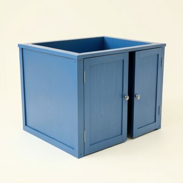 Meadow Crossing Empty Furniture-Style Litter Enclosure - Blue (synthetic illustration; no displayed measurements)