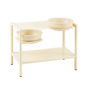 Holly Field Pet Feeding Stand With Two Plain Empty Bowls - Cream