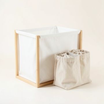 Ash Arc Laundry Sorting Station With Plain Removable Bags (synthetic illustration; no displayed measurements)
