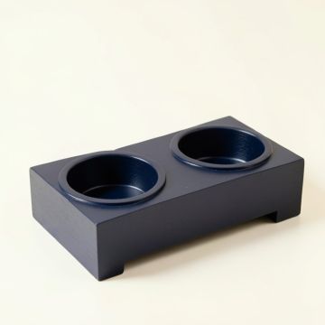 Bay Arc Pet Feeding Stand With Two Plain Empty Bowls (synthetic illustration; no displayed measurements)