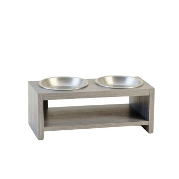 Lake Dale Pet Feeding Stand With Two Plain Empty Bowls - Gray