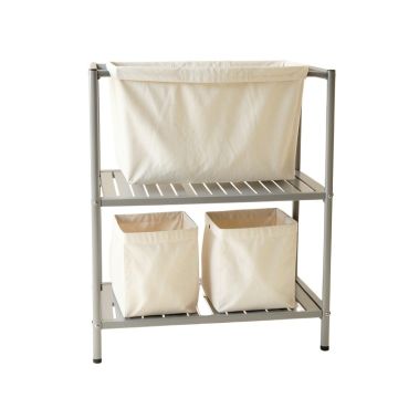 Cove Crossing Laundry Sorting Station With Plain Removable Bags - Gray