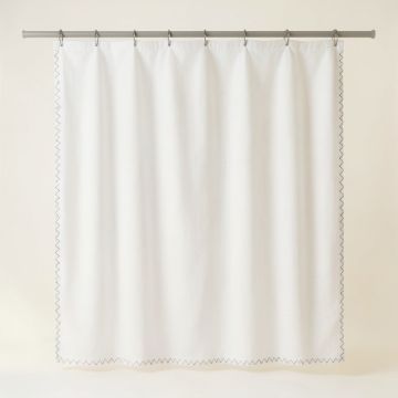 Hazel Dell Shower Curtain Hanging Flat From A Plain Rod - White (synthetic illustration; no displayed measurements)