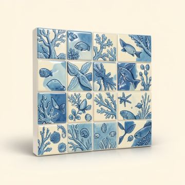Marine Animals 0.9 '' X 0.9 '' Random Mosaic Wall & Floor Tile (synthetic illustration; no displayed measurements)