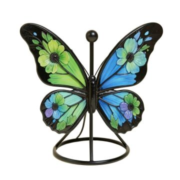 Floral Glass Butterfly Plant Stand