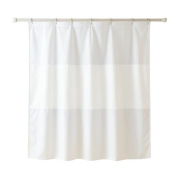 Dawn Bridge Shower Curtain Hanging Flat From A Plain Rod - White