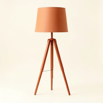 Field Canyon Floor Lamp With A Plain Fabric Shade - Terracotta (synthetic illustration; no displayed measurements)