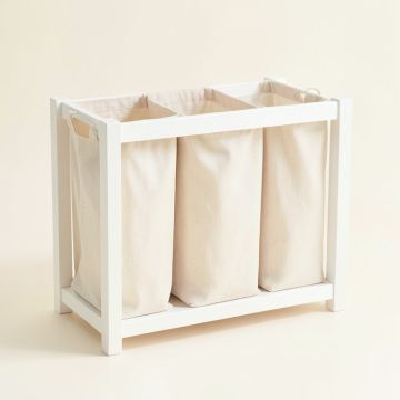 Olive Bend Laundry Sorting Station With Plain Removable Bags - White (synthetic illustration; no displayed measurements)