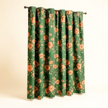 Tangerine Floral Room Darkening Rod Pocket Curtain Panels (synthetic illustration; no displayed measurements)