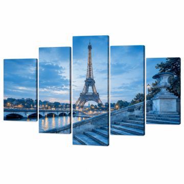 Eiffel Tower With Stairs 5 Piece Wall Art On Wrapped Canvas Set