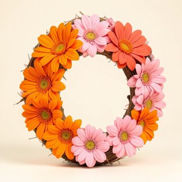 Artificial Daisy On Natural Twig Base 24 '' Polyester Wreath (synthetic illustration; no displayed measurements)