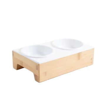 Lake Dell Pet Feeding Stand With Two Plain Empty Bowls - White