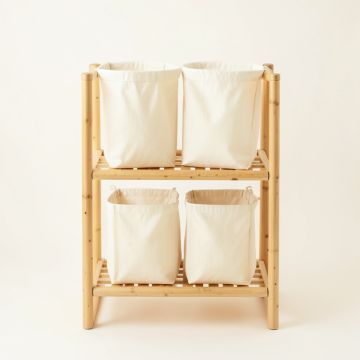 Laurel Branch Laundry Sorting Station With Plain Removable Bags - Cream (synthetic illustration; no displayed measurements)