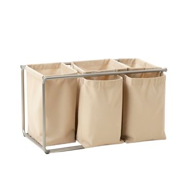 River Bridge Laundry Sorting Station With Plain Removable Bags - Beige