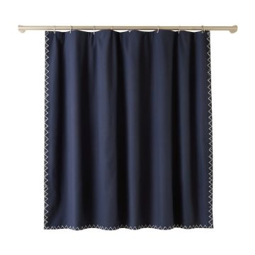 Stone Dell Shower Curtain Hanging Flat From A Plain Rod - Navy