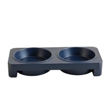 Juniper Bend Pet Feeding Stand With Two Plain Empty Bowls - Navy